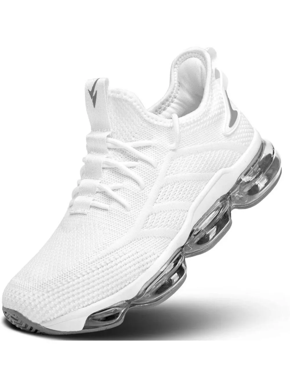Men's White Running Shoes Fashion Air Cushion Slip on Walking Tennis Sneakers